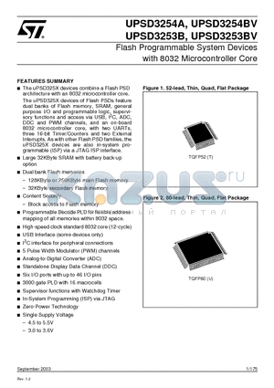UPSD3253AV-24T6T datasheet - Flash Programmable System Devices with 8032 Microcontroller Core