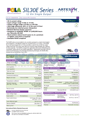 SIL30E-12W3V3-VJ datasheet - DC-DC CONVERTERS Non-isolated POL Converter