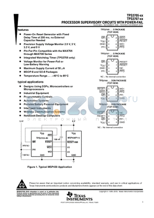 TPS3705-50DG4 datasheet - PROCESSOR SUPERVISORY CIRCUITS WITH POWER-FAIL