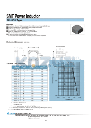 SIL630-8R2 datasheet - SMT Power Inductor