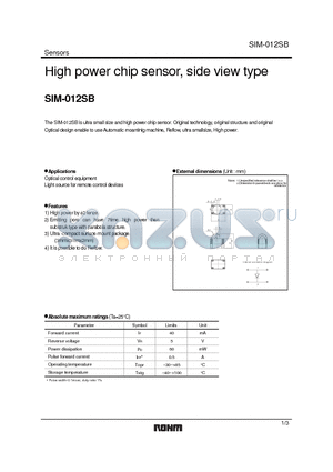 SIM-012SB datasheet - High power chip sensor, side view type
