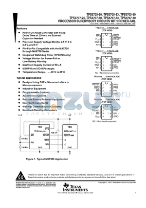 TPS3705-33DGNRG4 datasheet - PROCESSOR SUPERVISORY CIRCUITS WITH POWER-FAIL