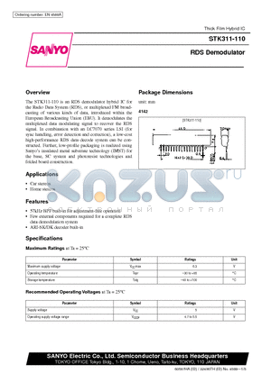 STK311-110 datasheet - RDS Demodulator