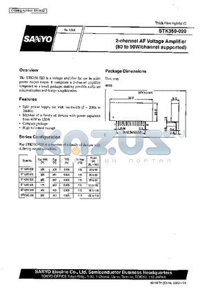 STK350-040 datasheet - 2-channel AF Voltage Amplifier (80 to 90W/channel supported)