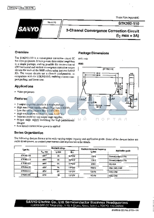 STK392-110 datasheet - 3-Channel Convergence Correction Circuit(Ic max=3A)