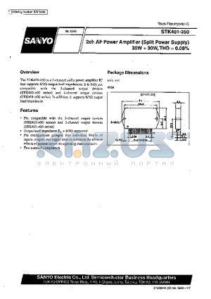 STK400-010 datasheet - 2ch AF Power Amplifier (Split Power Supply)  30W  30 W, THD = 0.08%