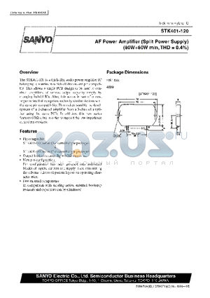 STK400-020 datasheet - AF Power Amplifier (Split Power Supply) (80 W  80 W min, THD = 0.4%)