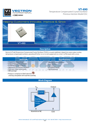 TCXO-490-DFG-156 datasheet - Temperature Compensated Crystal Oscillator