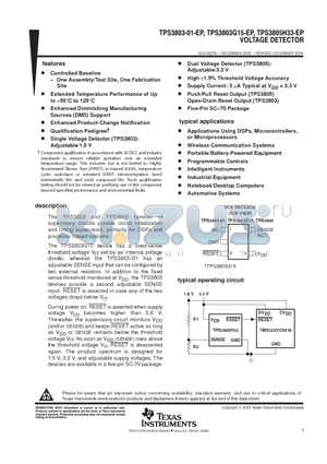 TPS3803G15QDCKREP datasheet - VOLTAGE DETECTOR