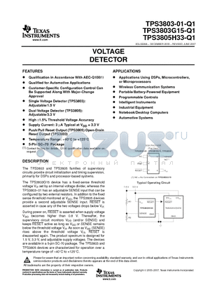 TPS3803G15QDCKRQ1 datasheet - VOLTAGE DETECTOR