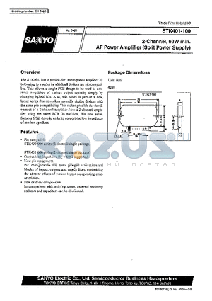 STK400-010 datasheet - 2-Channel, 60W min AF Power Amplifier (Split Power Supply)