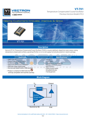 TCXO-701-EAK-507 datasheet - Temperature Compensated Crystal Oscillator