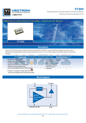 TCXO-800-DFJ-507 datasheet - Temperature Compensated Crystal Oscillator