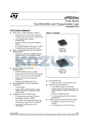 UPSD3312DV-40U6T datasheet - Fast 8032 MCU with Programmable Logic