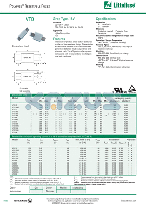 VTD240 datasheet - 85 `C to -40 `C 10 times a5 % typical resistance change