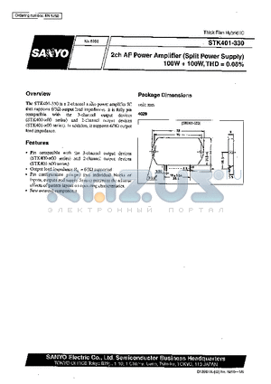STK400-500 datasheet - 2ch AF Power Amplifier (Split Power Supply) 100W  100 W, THD = 0.08%