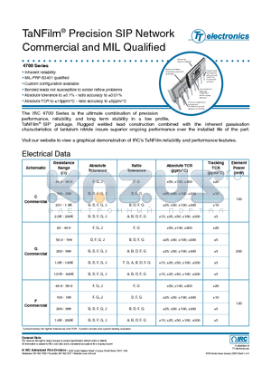 SIP-4761-03-1001FB datasheet - TaNFilm^ Precision SIP Network Commercial and MIL Qualified