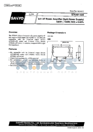 STK400-670 datasheet - 2ch AF Power Amplifier (Split Power Supply) 100W  100 W, THD = 0.08%