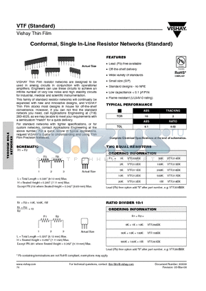VTF1002BX datasheet - Conformal, Single In-Line Resistor Networks (Standard)
