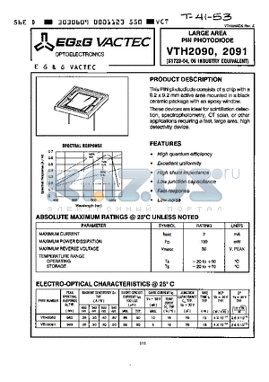 VTH2091 datasheet - LARGE AREA PIN PHOTODIODE