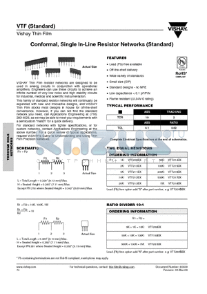 VTF369BX datasheet - Conformal, Single In-Line Resistor Networks (Standard)