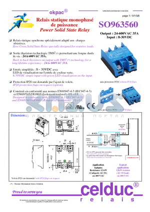 SO963560 datasheet - Power Solid State Relay