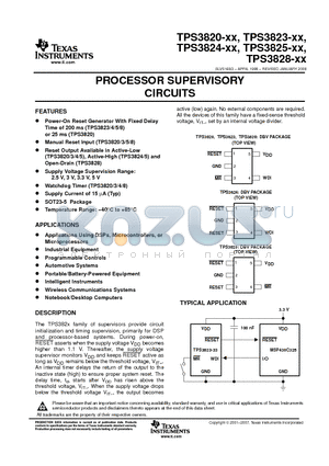 TPS3823-50DBVR datasheet - PROCESSOR SUPERVISORY CIRCUITS