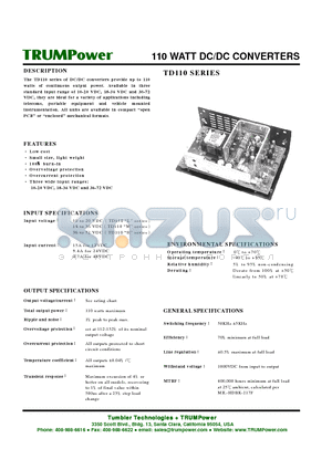 TD110-D23 datasheet - 110 WATT DC/DC CONVERTERS