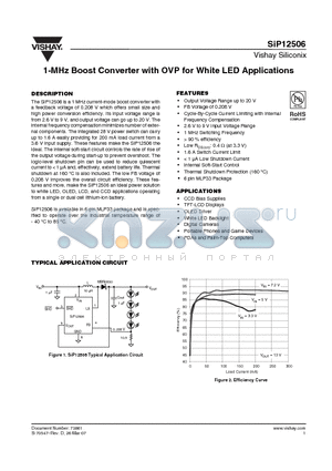 SIP12506DMP-TI-E3 datasheet - 1-MHz Boost Converter with OVP for White LED Applications