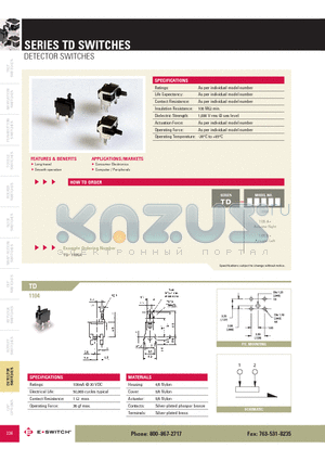 TD1105A datasheet - DETECTOR SWITCHES