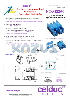 SO942860 datasheet - Power Solid State Relay