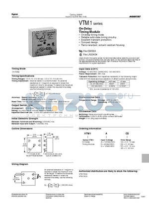 VTM1 datasheet - On-Delay Timing Module