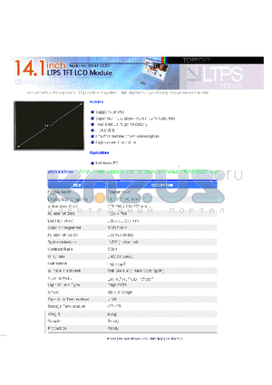 TD141TGCD1 datasheet - 14.1inch LTPS TFT LCD Module
