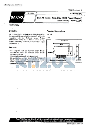 STK401-080 datasheet - 2ch AF Power Amplifier (Split Power Supply) 40W  40 W, THD = 0.08%