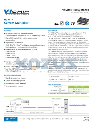 VTM48EH120_010A00 datasheet - VTMCurrent Multiplier