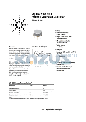 VTO-8951 datasheet - Voltage Controlled Oscillator