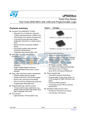 UPSD3424EVB40T6T datasheet - Turbo Plus Series Fast Turbo 8032 MCU with USB and Programmable Logic