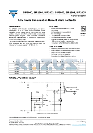 SIP2800_11 datasheet - Low Power Consumption Current Mode Controller