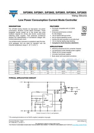 SIP2804 datasheet - Low Power Consumption Current Mode Controller