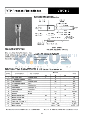 VTP7110 datasheet - VTP Process Photodiodes