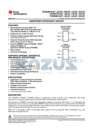 TPS3837K33MDBVREP datasheet - NANOPOWER SUPERVISORY CIRCUITS