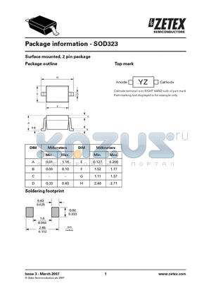 SOD323_07 datasheet - Surface mounted, 2 pin package