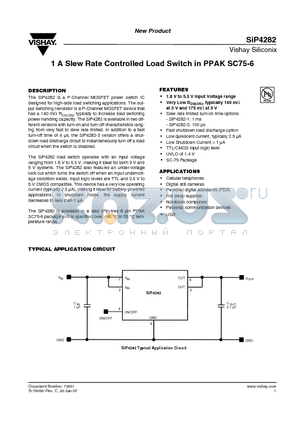 SIP4282-1-T1-E3 datasheet - 1 A Slew Rate Controlled Load Switch in PPAK SC75-6