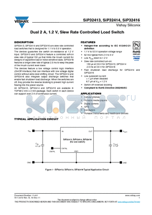 SIP32414DNP-T1-GE4 datasheet - Dual 2 A, 1.2 V, Slew Rate Controlled Load Switch