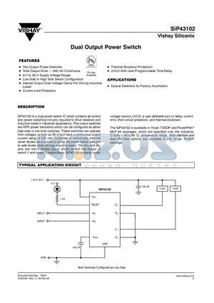 SIP43102DLP-T1 datasheet - Dual Output Power Switch