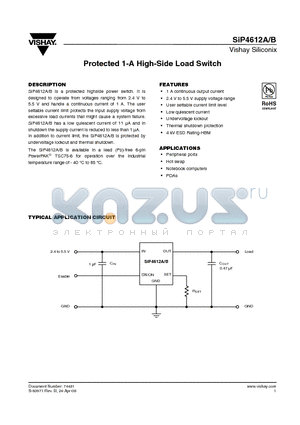 SIP4612BDVP-T1-E3 datasheet - Protected 1-A High-Side Load Switch