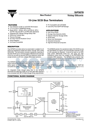 SIP5678 datasheet - 15-Line SCSI Bus Terminators