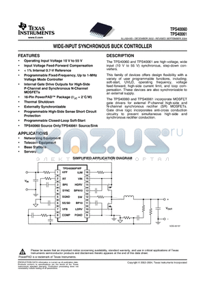 TPS40061 datasheet - WIDE-INPUT SYNCHRONOUS BUCK CONTROLLER