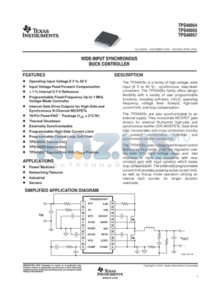 TPS40057PWP datasheet - WIDE INPUT SYNCHRONOUS BUCK CONTROLLER