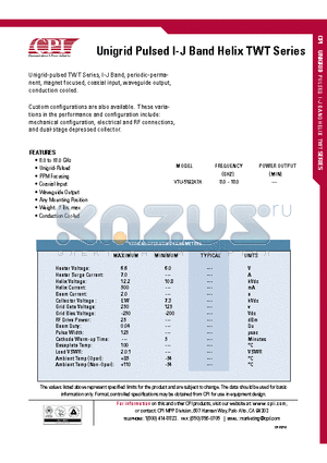 VTU-5192A7A datasheet - Unigrid Pulsed I-J Band Helix TWT Series